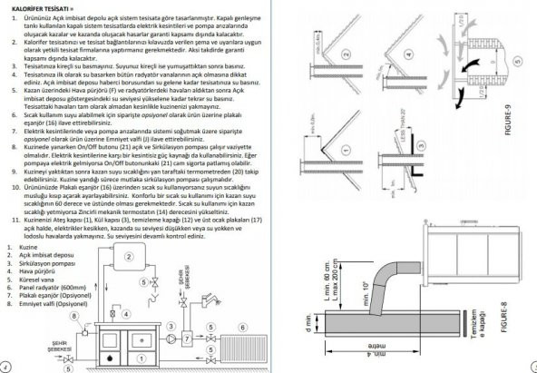 Dorello vera Dila (25kw) Odun/kömür Kalorifer katı yakıtlı soba Kaloriferli - 6