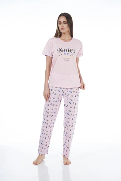 Estiva 22122 Kadın Kısa Kollu Viskon Pijama Takımı - 2
