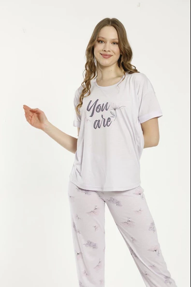 Estiva 22127 Kadın Kısa Kollu Viskon Pijama Takımı - 3