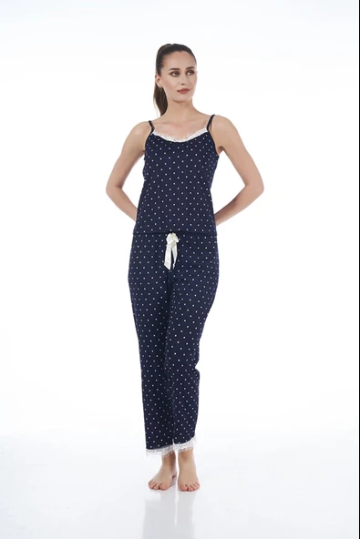 Estiva 22103 Kadın Puantiyeli Askılı Viskon Pijama Takımı