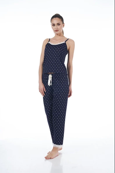 Estiva 22103 Kadın Puantiyeli Askılı Viskon Pijama Takımı - 2