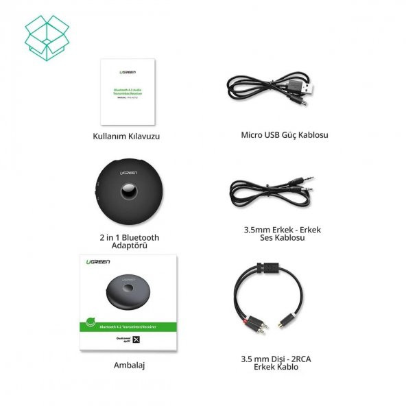 UGREEN Bluetooth 5.0 Alıcı, Verici Ses Adaptörü - 7
