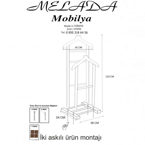 Melada Mobilya Gürgen Çift Tepe Dilsiz Uşak Ceviz Double - 8