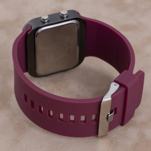 SaaTTino Trend Bordo Renk Siyah Kasa Silikon Kordonlu Dijital Unisex Kol Saati ST-303952 - 3