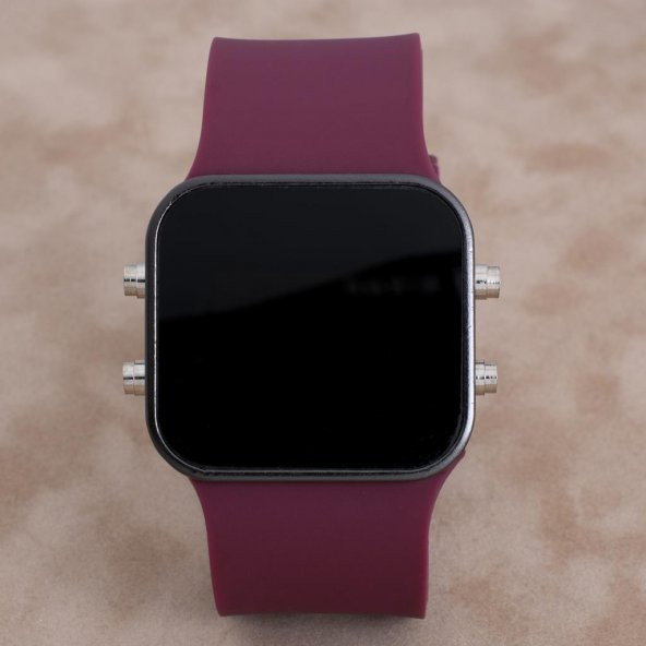 SaaTTino Trend Bordo Renk Siyah Kasa Silikon Kordonlu Dijital Unisex Kol Saati ST-303952 - 4