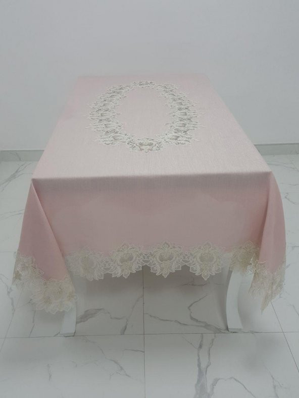 Finezza Nihal Lüx Dantelli Simli Keten Kumaş Pudra Masa Örtüsü 160x230 cm - 1152 - 2
