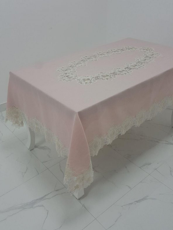 Finezza Nihal Lüx Dantelli Simli Keten Kumaş Pudra Masa Örtüsü 160x230 cm - 1152 - 3