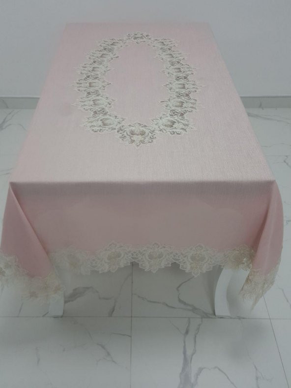 Finezza Nihal Lüx Dantelli Simli Keten Kumaş Pudra Masa Örtüsü 160x230 cm - 1152 - 4