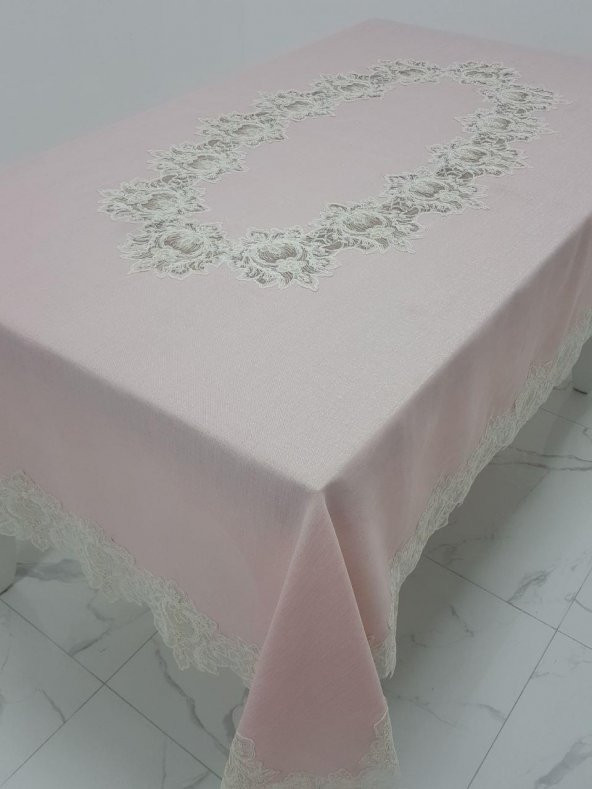 Finezza Nihal Lüx Dantelli Simli Keten Kumaş Pudra Masa Örtüsü 160x230 cm - 1152 - 5