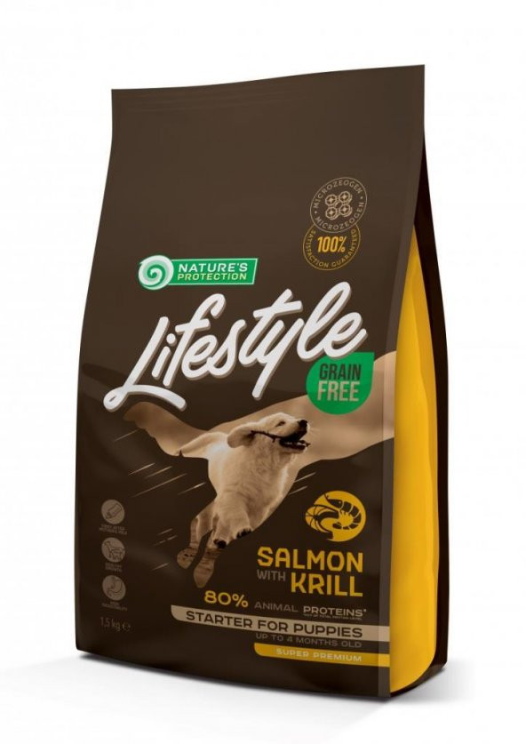 Natures Protection Lifestyle Tahılsız Somonlu ve Karidesli Başlangıç Yavru Köpek Maması 1.5 Kg/