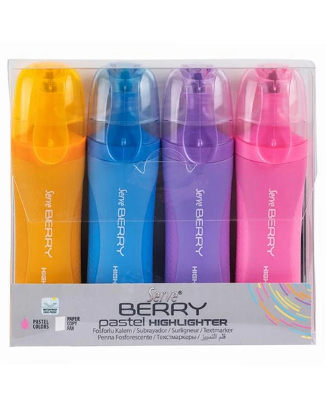 Serve Berry Pastel Fosforlu Kalem 4lü