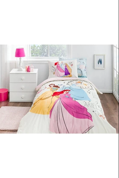 Özdilek Princess Time Tek Kişilik Lisanslı Lastikli Çarşaf Nevresim Takımı 5803 - 2
