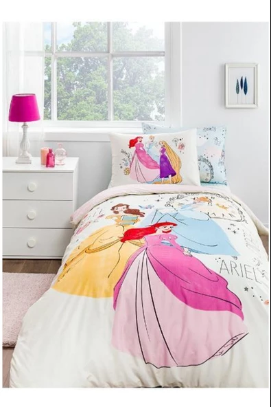 Özdilek Princess Time Tek Kişilik Lisanslı Lastikli Çarşaf Nevresim Takımı 5803