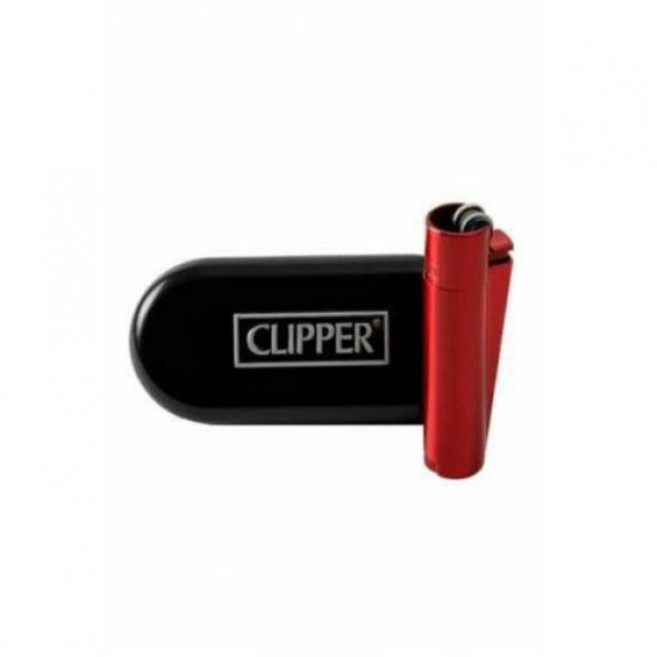 Clipper Kutulu Metal Taşlı Çakmak Kırmızı Red