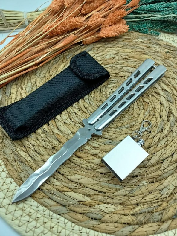 23cm orjinal perçinli kelebek bıçak zipppo kibrit hediyeli