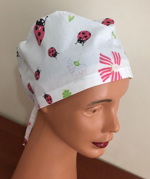 Deniziş Uğur Böceği Desenli Hemşire Bonesi - 2