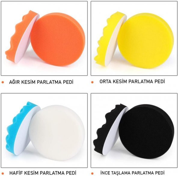 Rodex 115mm Polisaj Parlatma Pedi Seti 11 Parça Oto Parlatıcı Pedleri Otomotiv Parlatma - 3
