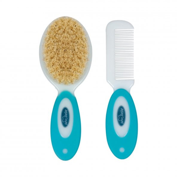 Sevi Bebe Naturel Fırça Tarak Seti ART-401 Mavi - 2