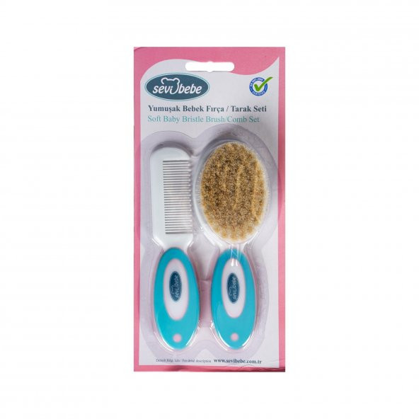 Sevi Bebe Naturel Fırça Tarak Seti ART-401 Mavi - 3