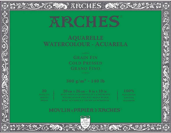 Arches Watercolor 300gr 20x26cm 20yp Cold Pressed Suluboya Blok / A1711599