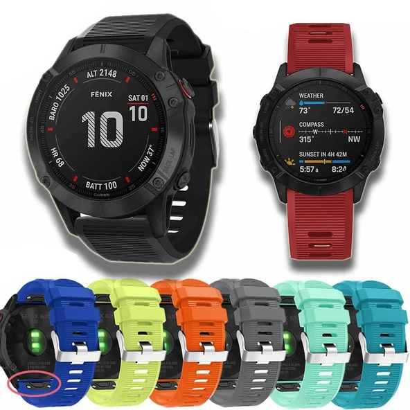 Garmin Fenix 7X 6X 5X  İçin Quick Fit Özellikli Silikon Kordon