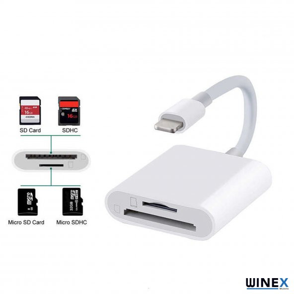 Winex 2in1 Lightning to Sd / Tf Kart Okuyucu Dönüştürücü Adaptör - 2