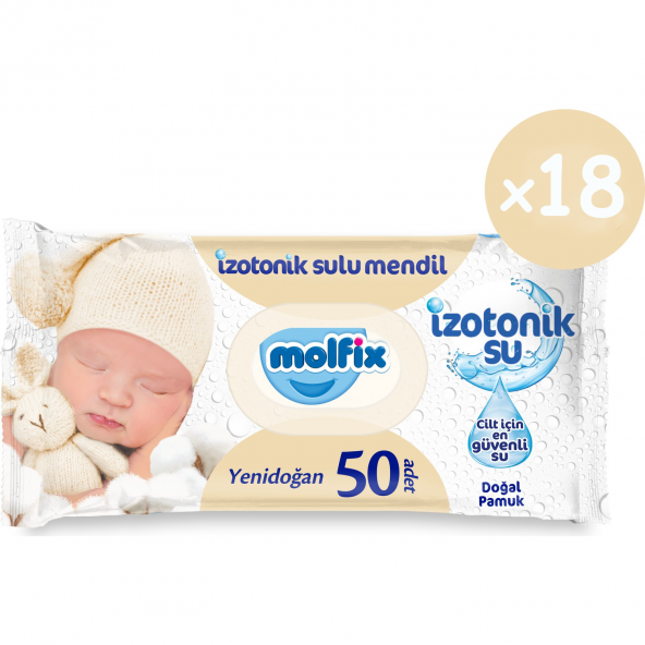 Molfix İzotonik Sulu Yenidoğan Islak Havlu 18*50 900 Yaprak