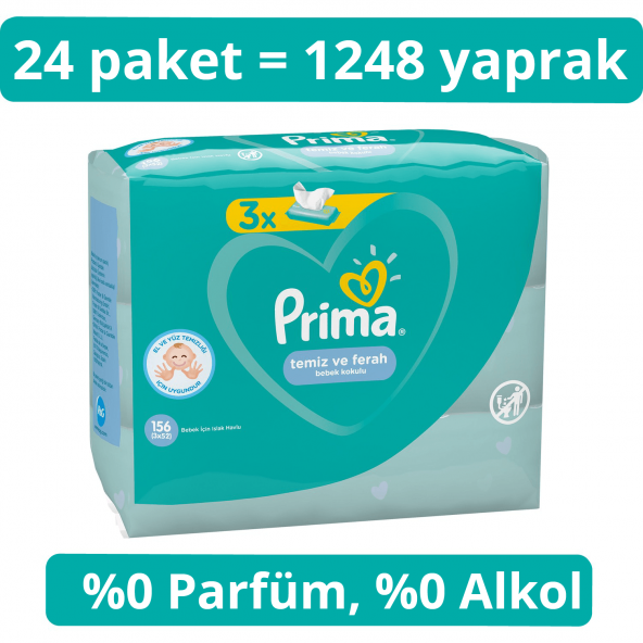 Prima Islak Havlu Mendil Temiz ve Ferah 24lü 1248 Yaprak