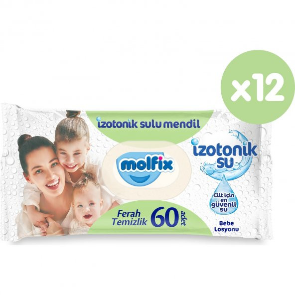 Molfix İzotonik Sulu Islak Mendil Ferah Temizlik 60lı 12*60 720 Yaprak