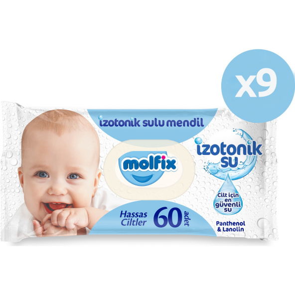 Molfix İzotonik Sulu Islak Mendil Hassas Ciltler 60lı 9*60 540 Yaprak