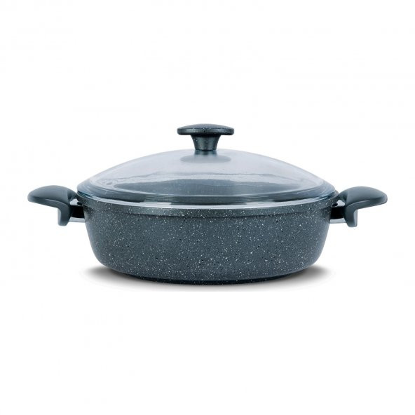 ThermoAd Granit Döküm Basık Tencere 22 cm Gri - 1
