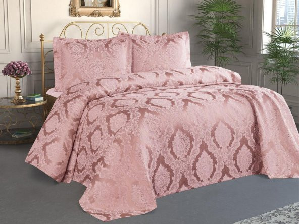 Şulem Jakarlı Şönil Tek Kişilik 2 Parça Yatak Örtüsü Pudra ürün görseli