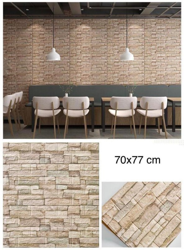 Renkli Duvarlar Karışık Renk Taş Desen Kendinden Yapışkanlı 3D Duvar Kağıdı Panel - Resim 4