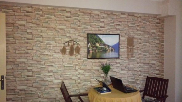 Renkli Duvarlar Karışık Renk Taş Desen Kendinden Yapışkanlı 3D Duvar Kağıdı Panel - Resim 6