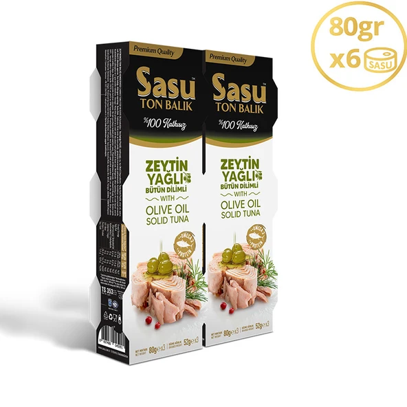 Sasu Zeytinyağlı Ton Balığı 6x80 gr Bütün Dilim - Resim 2