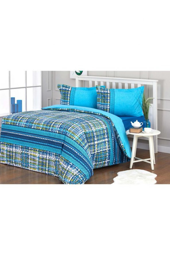 Özdilek Tek Kişilik Kapitoneli Ranforce Nevresim Takımı Tweed Turkuaz - Resim 2