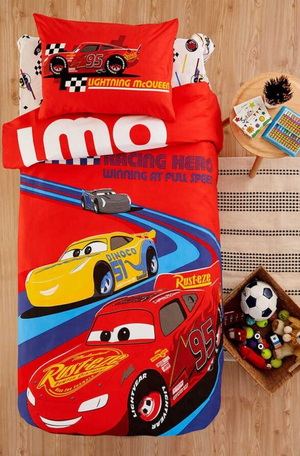 Özdilek Tek Kişilik Lisanslı Ranforce Nevresim Takımı Cars Racing Hero Kırmızı