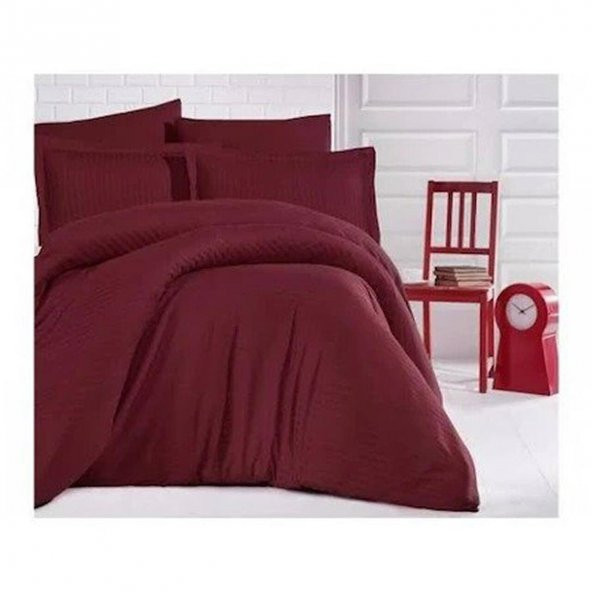Özdilek Çift Kişilik Ranforce Saten Nevresim Takımı Line Bordo - Resim 2
