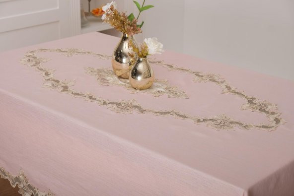 Finezza Perla Dantelli Simli Keten Kumaş Pudra Masa Örtüsü 160x230 cm - 1159 - 2