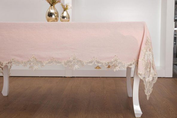Finezza Perla Dantelli Simli Keten Kumaş Pudra Masa Örtüsü 160x230 cm - 1159 - 4