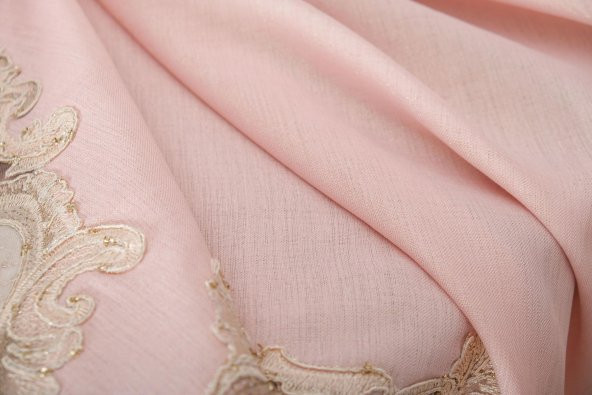 Finezza Perla Dantelli Simli Keten Kumaş Pudra Masa Örtüsü 160x230 cm - 1159 - 5