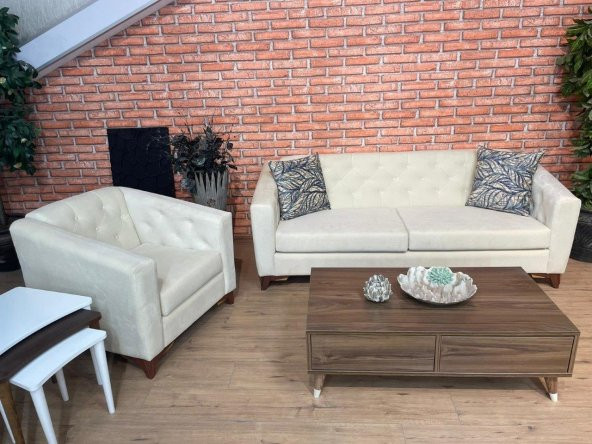 İpek Mobilya Minora Koltuk Takımı 3+3+1+1 ( Krem )