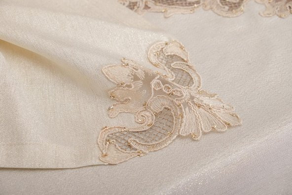 Finezza Perla Güpürlü Keten Bej Sofra Takımı 8 kişilik 160x230 cm 17 Prç. - 1160 - 5