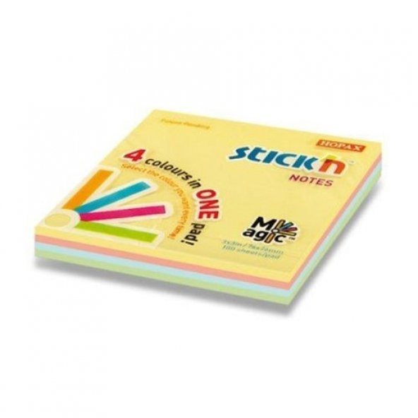 Yapışkanlı Not Kağıdı Stickn  Magic Pastel 4 Renk 100 Yaprak