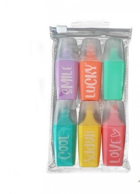 Taros Unıck Color  Pastel Mini Fosforlu Kalem 6Lı Set