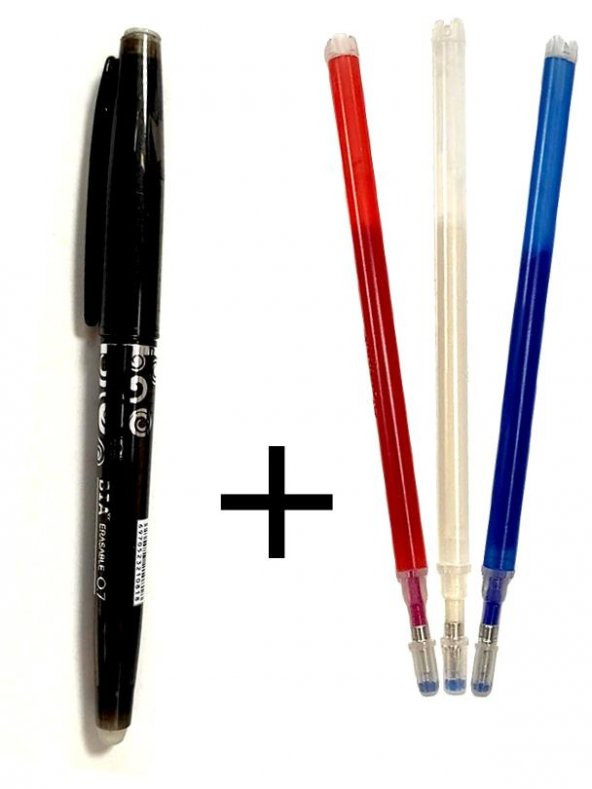 Silinebilir Siyah Tükenmez Kalem 3 Yedekli Ütüyle Isıyla Uçan Kumaş Desen Kalemi