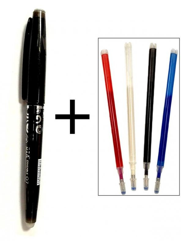 Silinebilir Siyah Tükenmez Kalem 4 Yedekli Ütüyle Isıyla Uçan Kumaş Desen Kalemi
