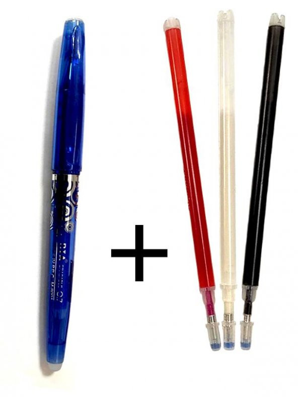 Silinebilir Mavi Tükenmez Kalem 3 Yedekli Ütüyle Isıyla Uçan Kumaş Desen Kalemi