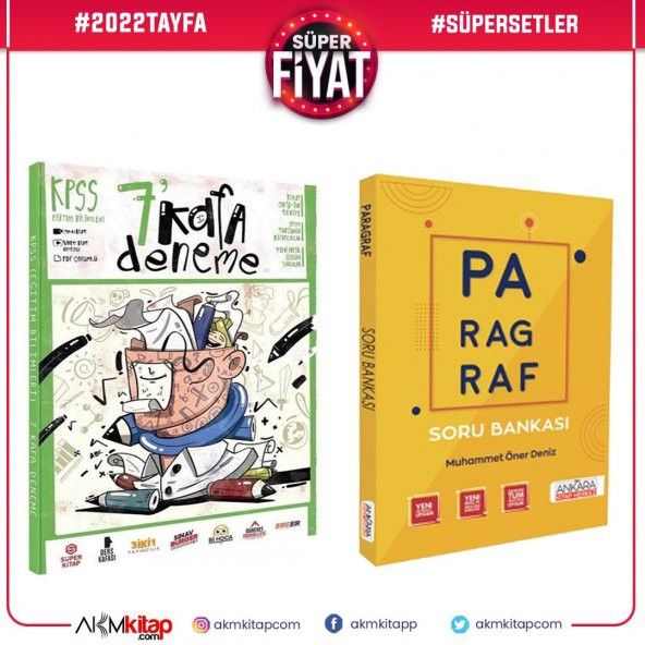 Süper Kitap KPSS Eğitim Bilimleri 7 Deneme ve AKM Paragraf Soru Bankası Seti 2 Kitap