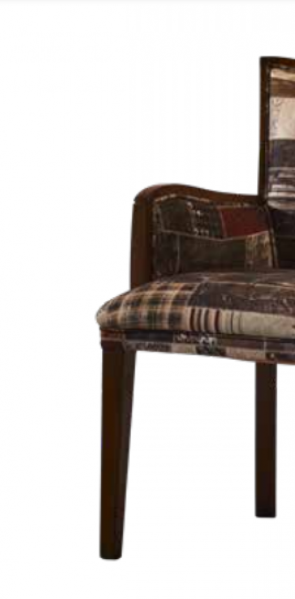 Sandalye Zus168 Küt Ayak Model Kayın Retro İskelet Ceviz Renk Desenli Şönil Kumaş El Yapım - 2